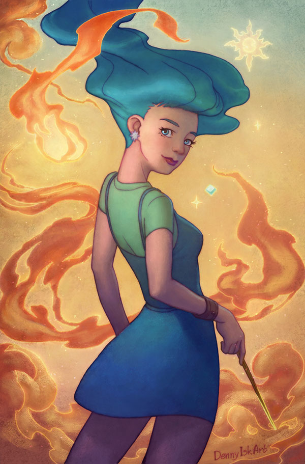 Flame Witch Illustration