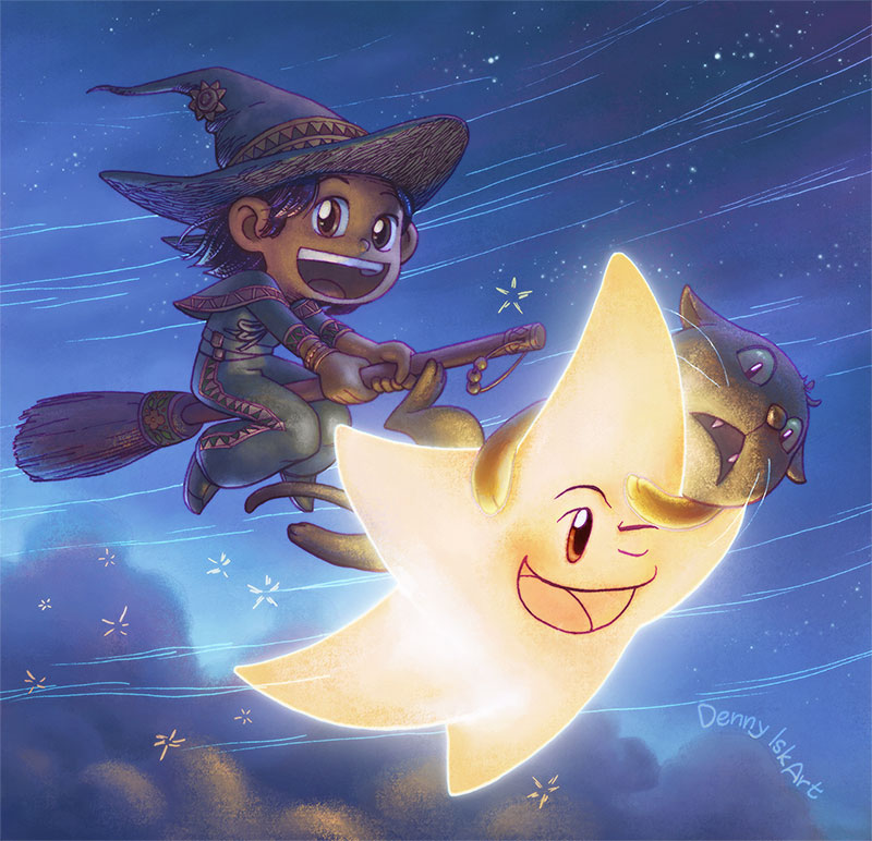 Broom Ride Illustration